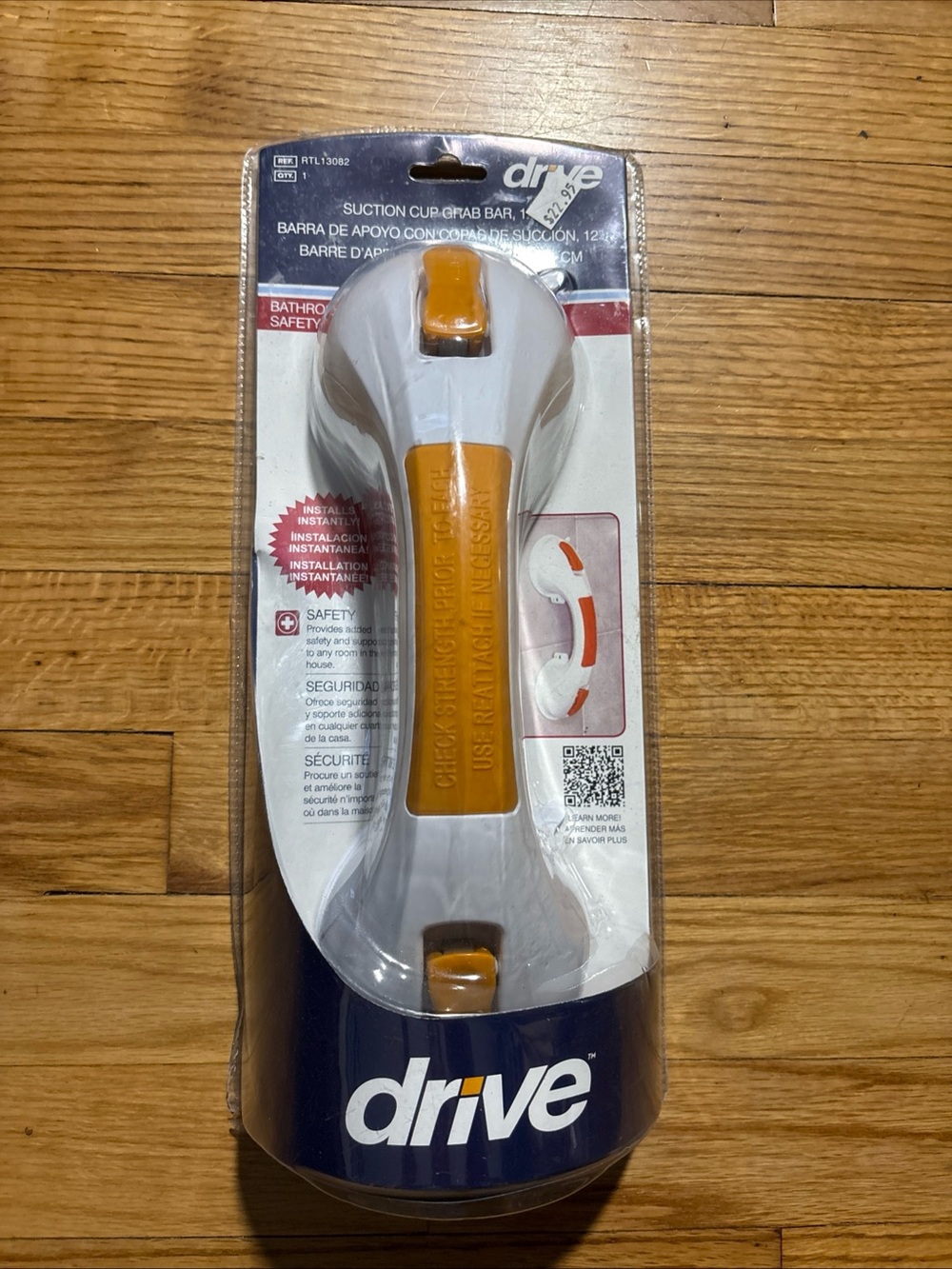 New Sealed Suction Cup Grab Bar RTL13082 By Drive Medical 12" easy Install NEW!